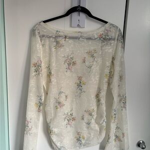 Women's Cream Floral Long-Sleeve Top